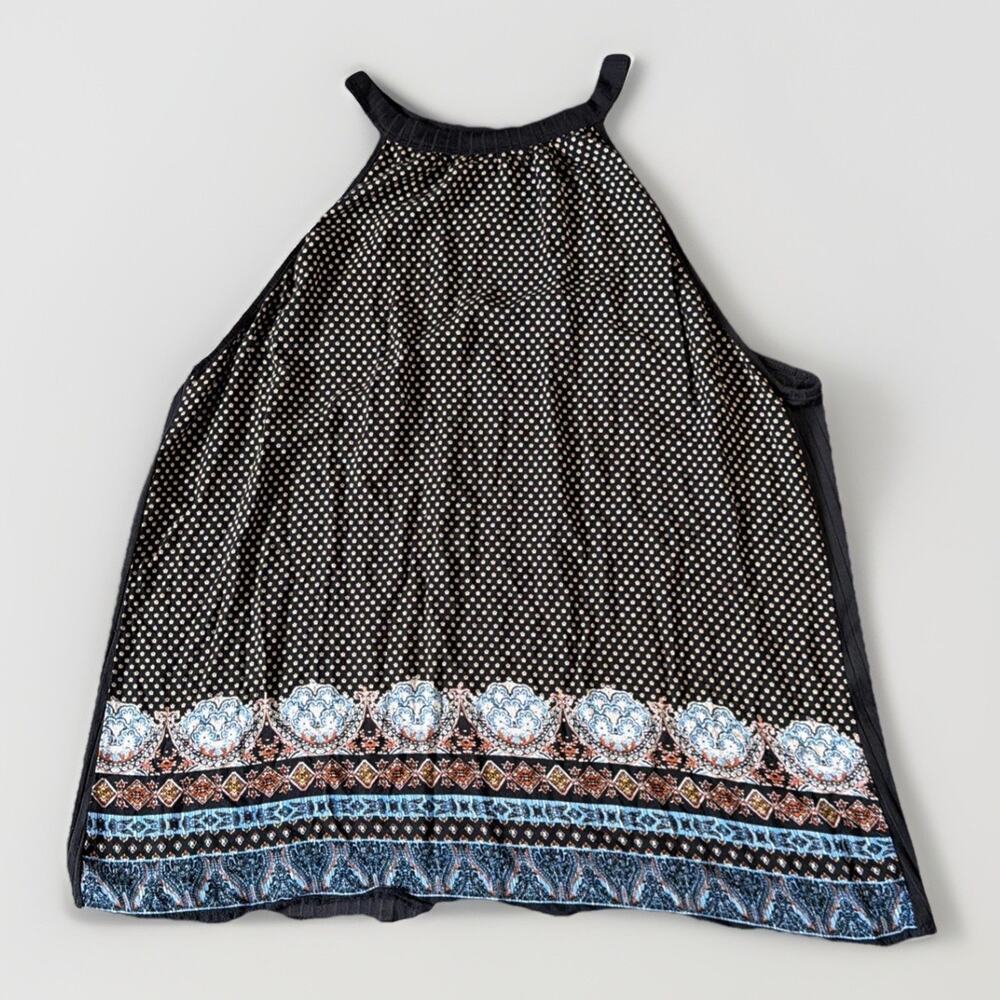 Haptics Sz 3X Boho Halter Tank Top Plus Size Sleeveless Paisley Border Stretch